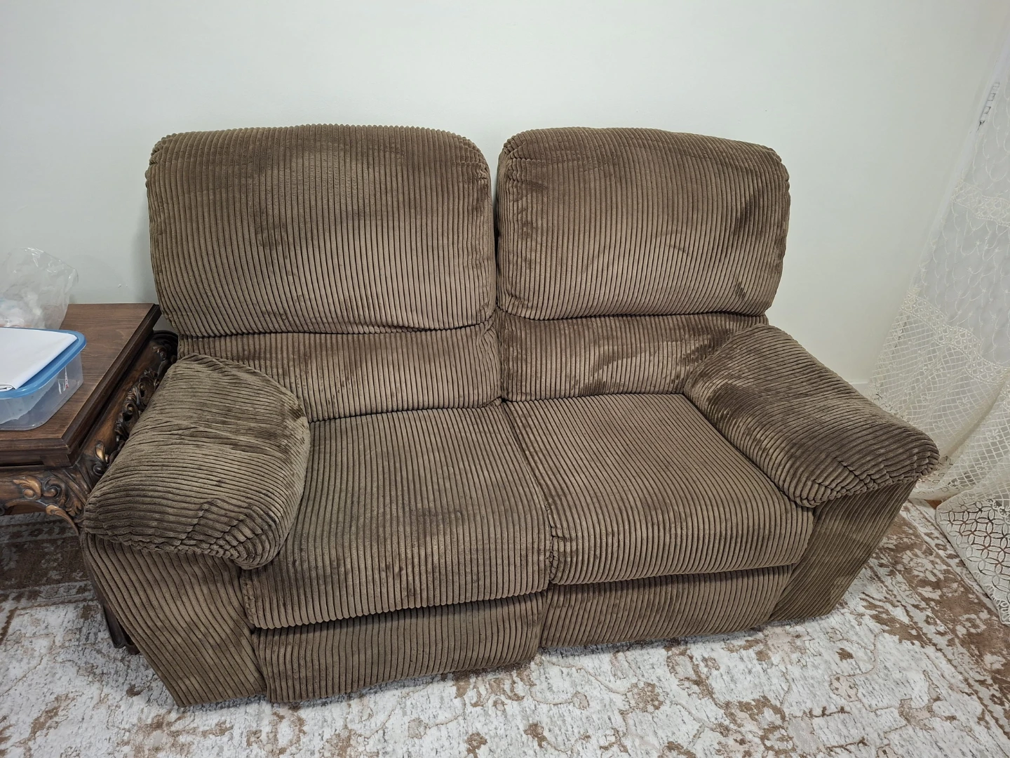 Brown Corduroy Recliner Loveseat - photo 2