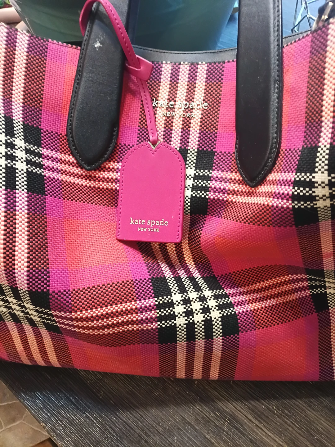 Kate Spade New York Pink Plaid Tote Bag