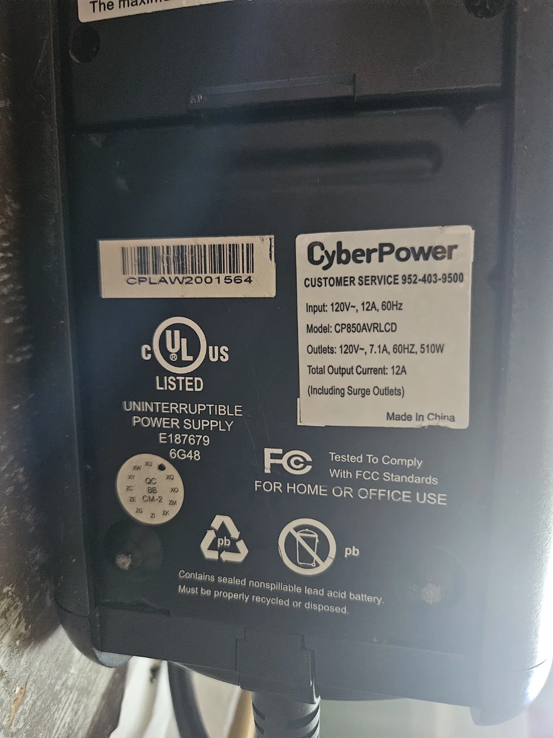 CyberPower 850VA AVR Uninterruptible Power Supply - photo 2
