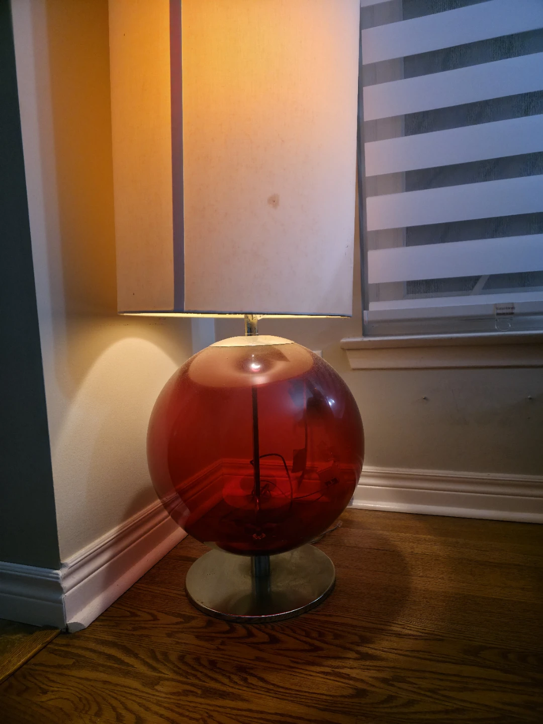 Tall Floor Lamp with Red Sphere Base