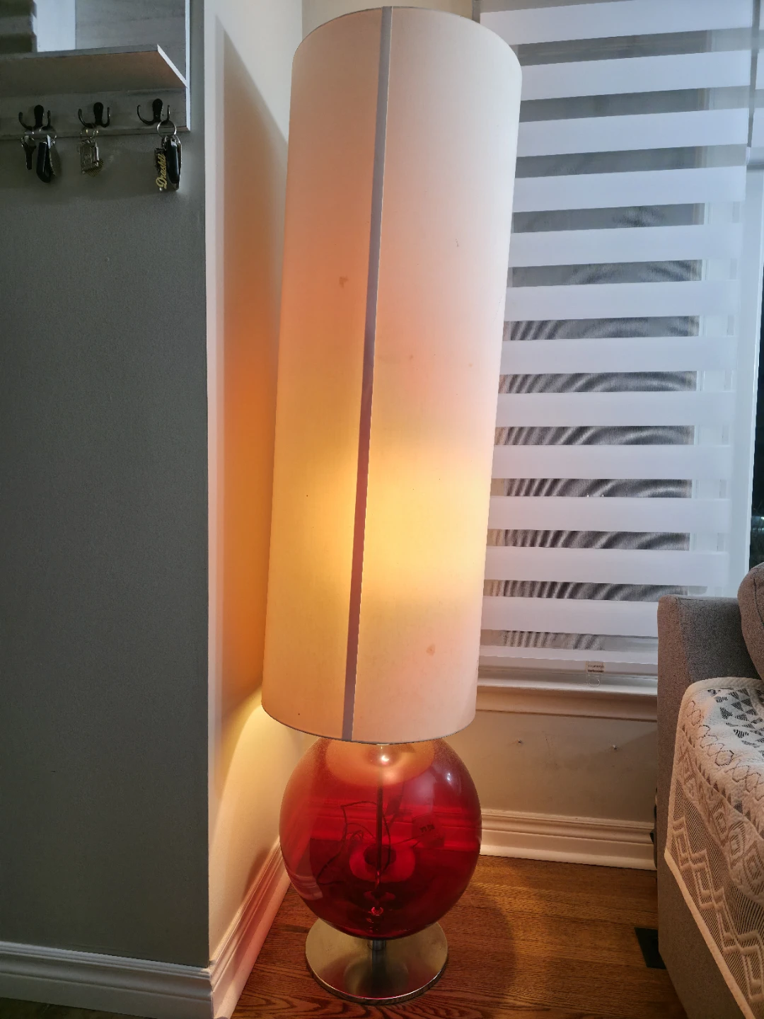 Tall Floor Lamp with Red Sphere Base - photo 3