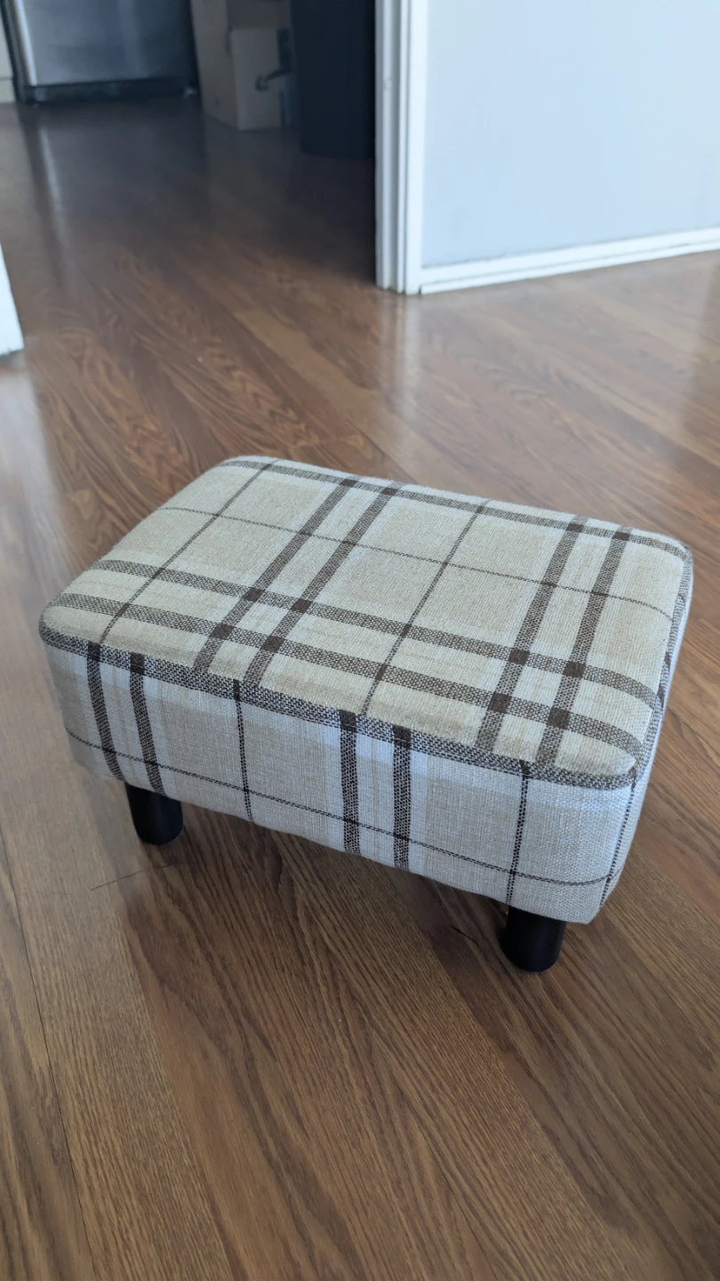 Plaid Footstool Ottoman - photo 3