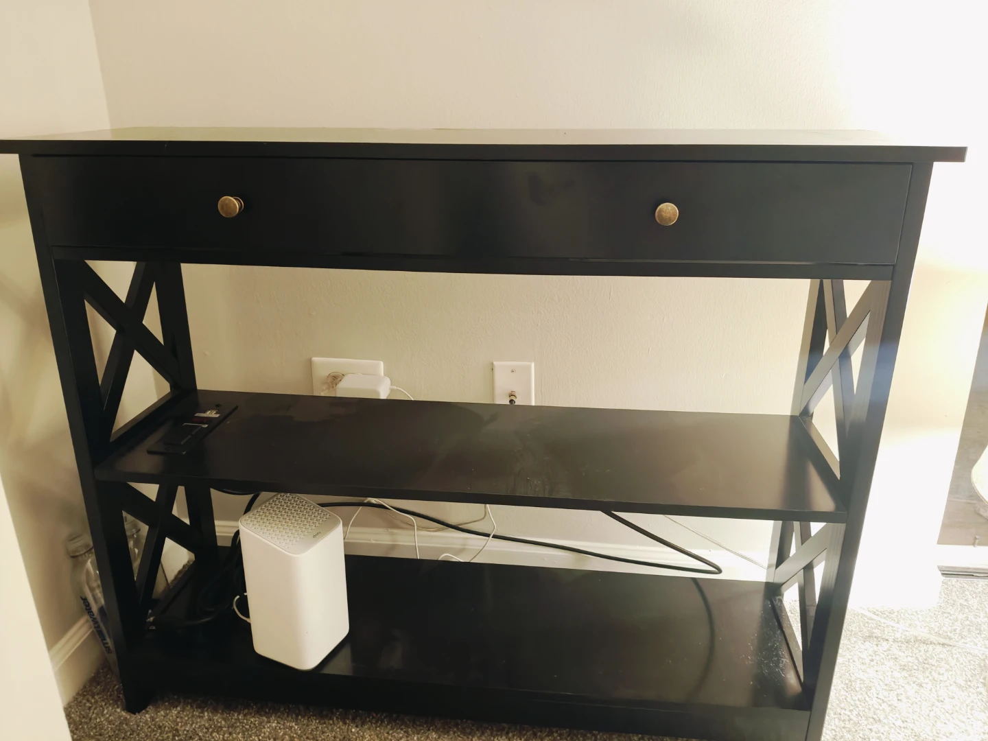 Modern 39.5'' Console Table black open shelves and drawers - photo 3