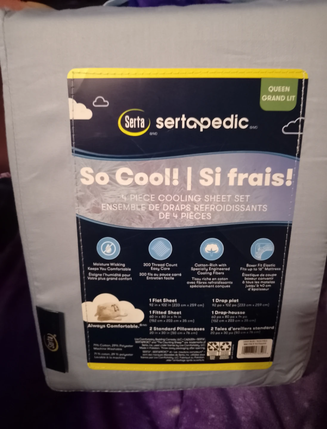 Serta Sertapedic Queen So Cool! 4 Piece Cooling Sheet Set