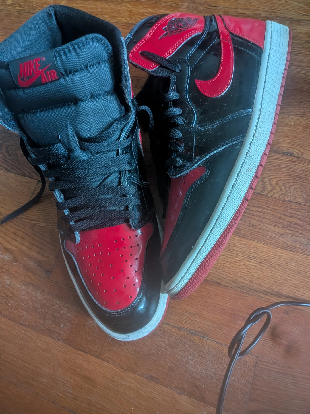 Air Jordan 1 High OG "Bred" Patent Leather Sneakers - photo 2