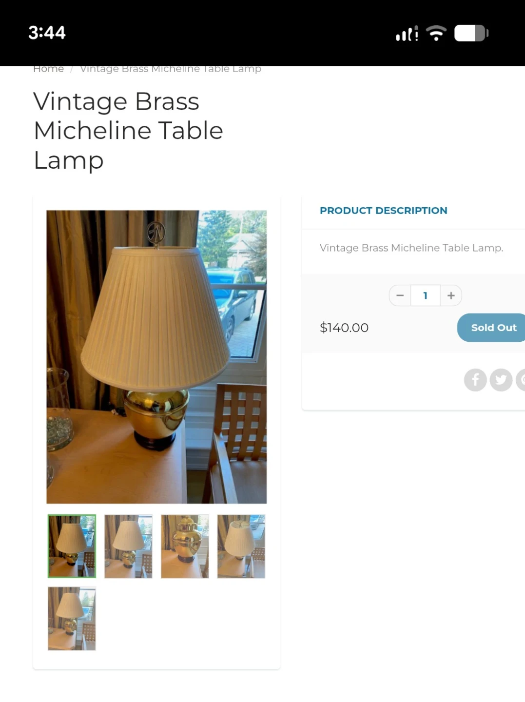 Vintage Large Brass Table Lamp - photo 5