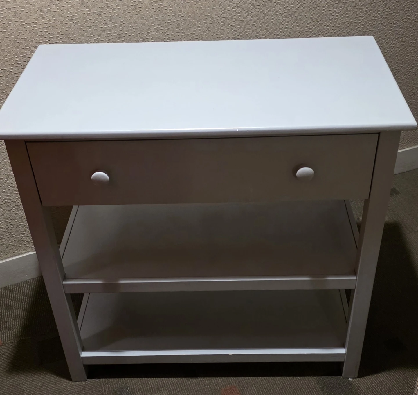 Gray changing Table with Drawer and Shelves