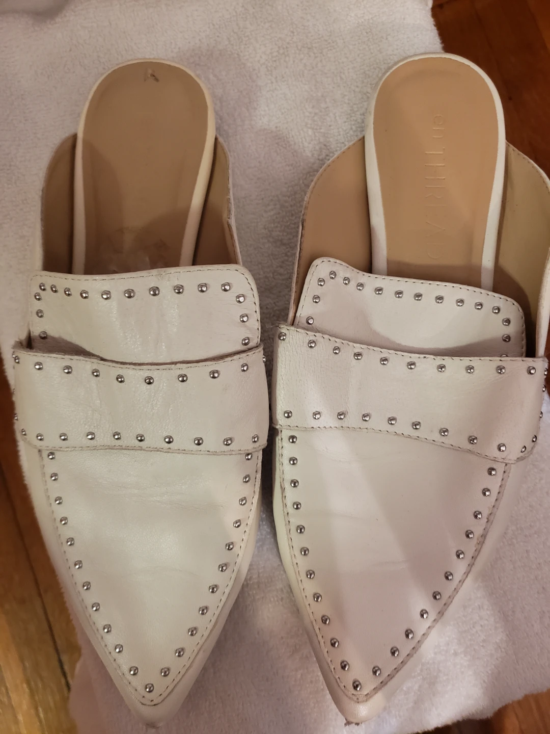 White Studded Mules by THREAD