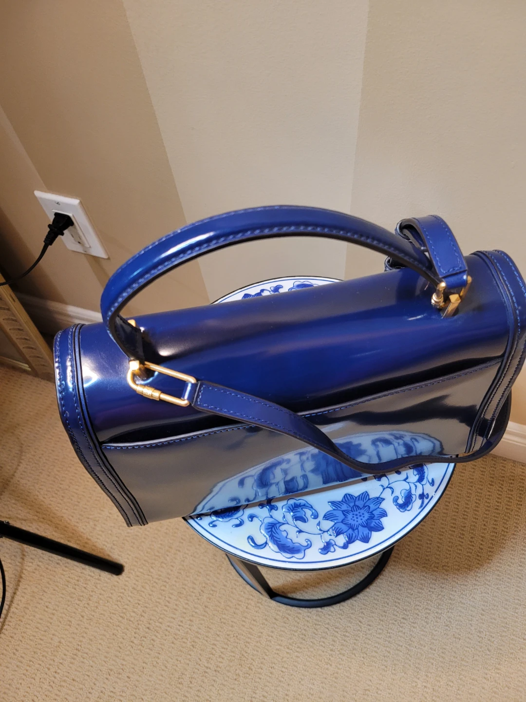 Tory Burch Royal Blue Patent Leather Satchel Handbag - photo 3