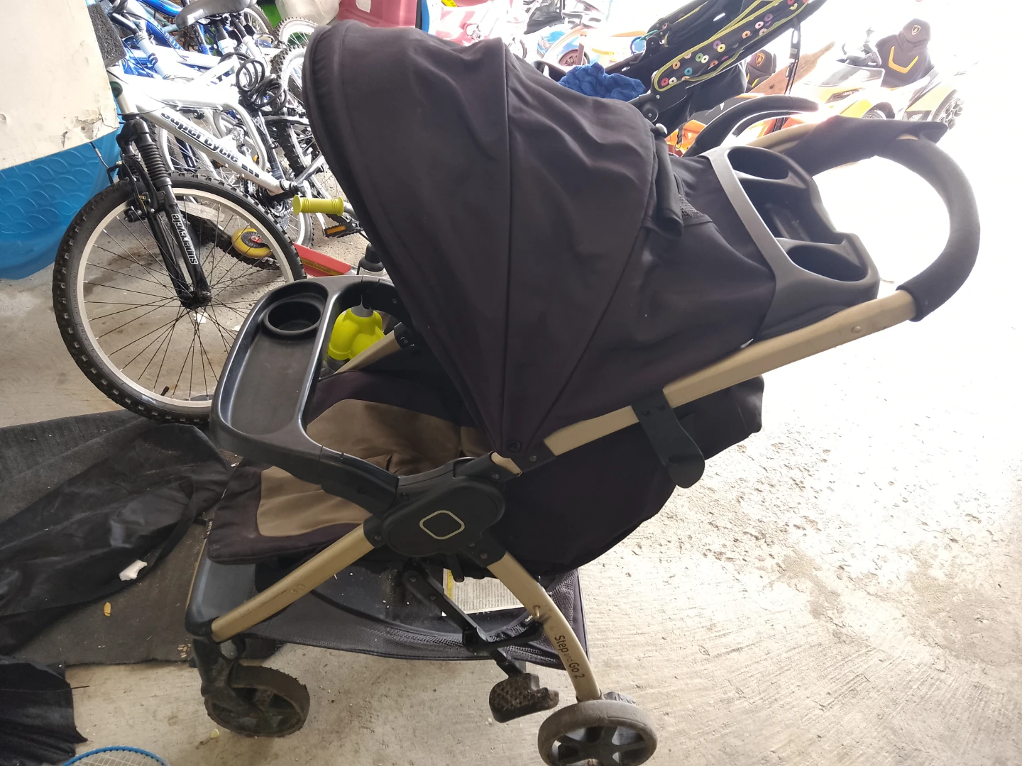 Stroller with Tray and Cup Holders