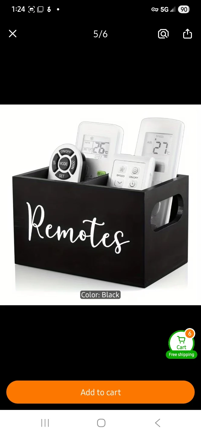 NEW Black Wooden Remote Caddy Organizer