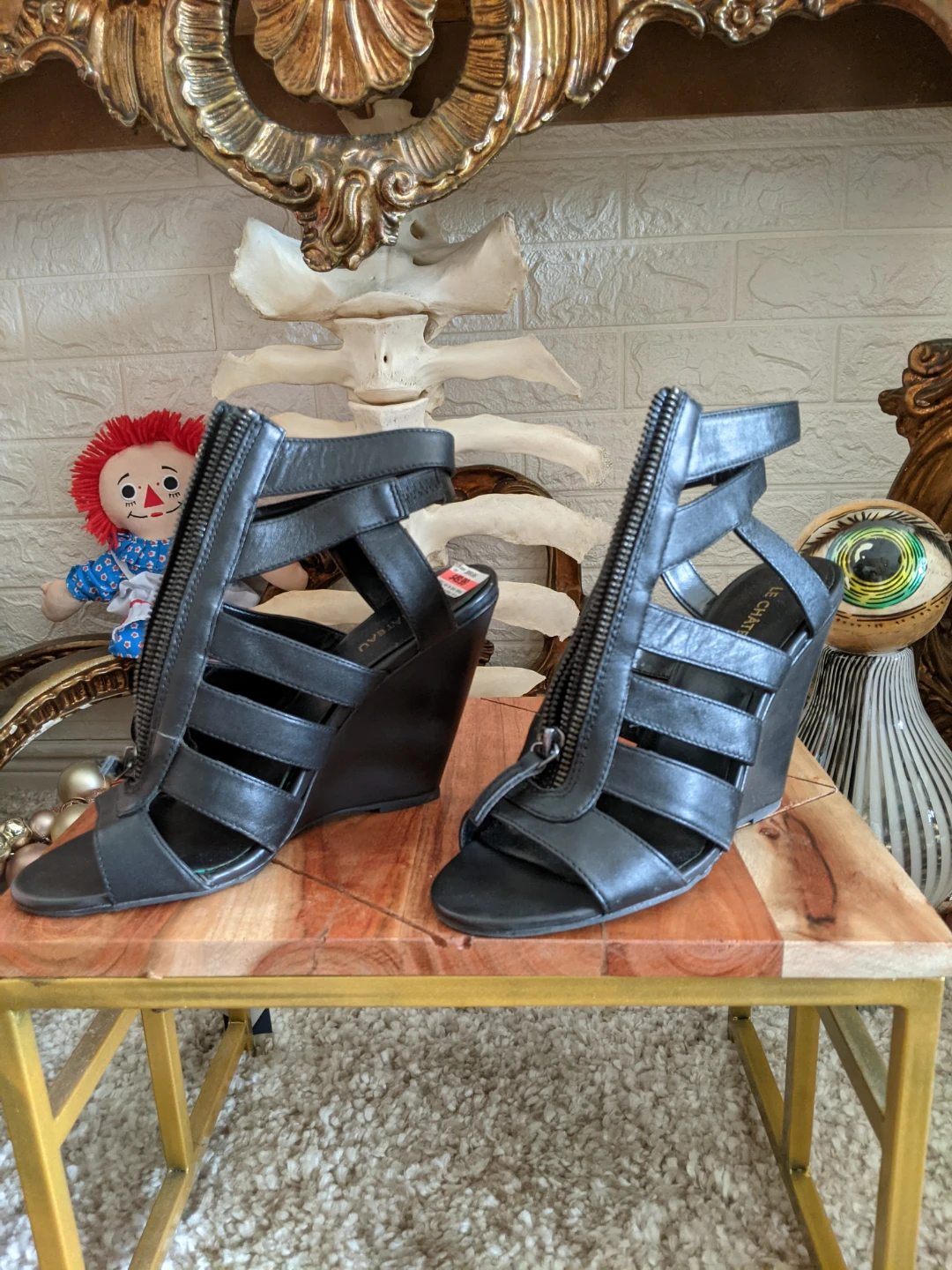 Le Château Black Gladiator Wedge Sandals - photo 3