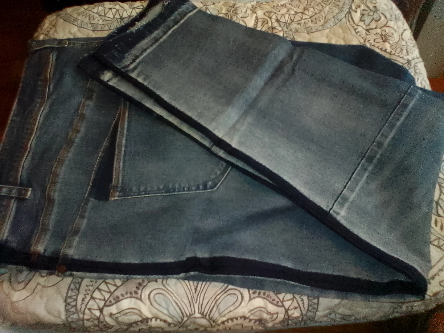 Blue Denim Jeans with Striped Accents