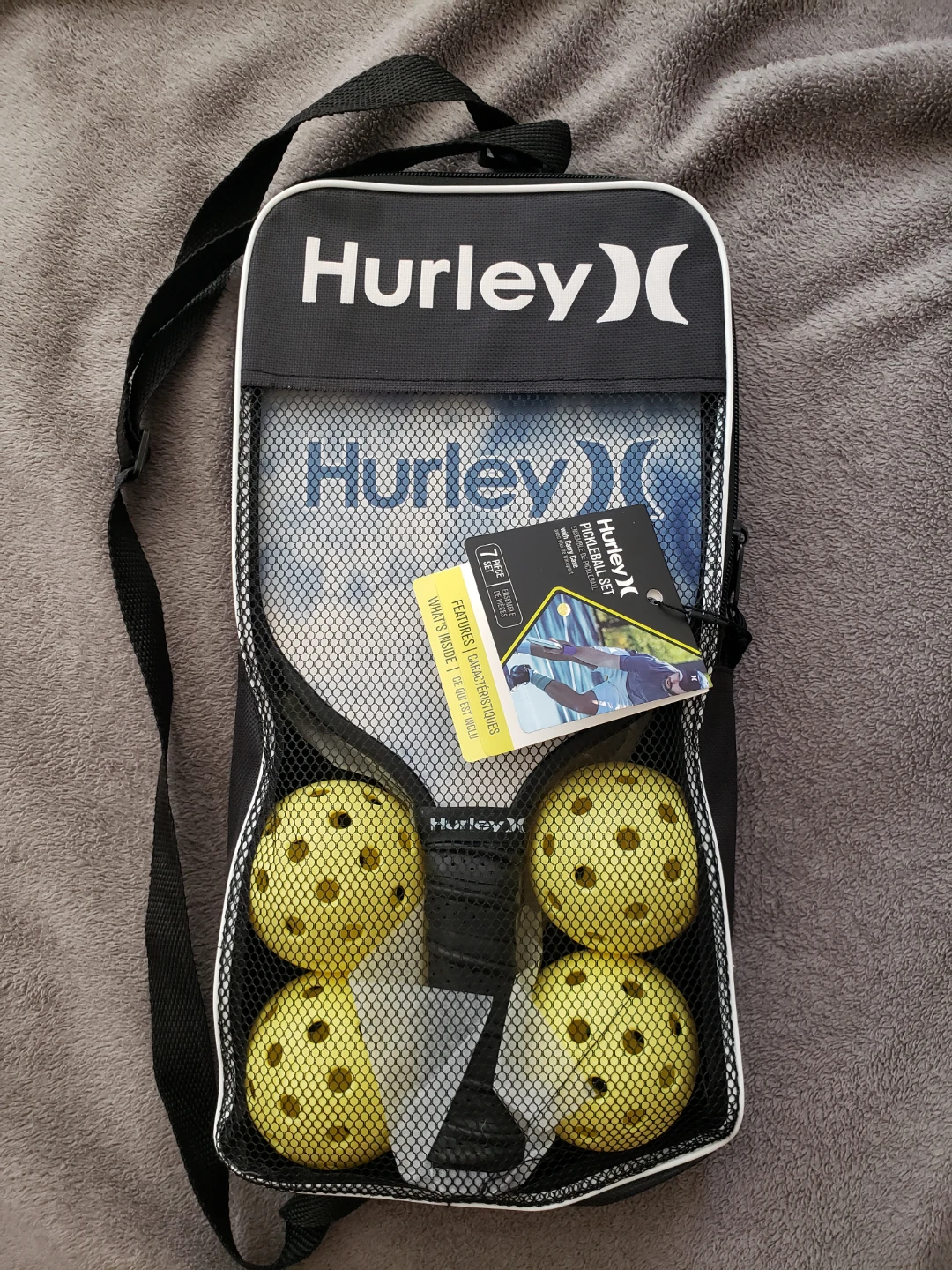 Hurley Pickleball Set with 2 Paddles, 4 Balls, and Carry Case