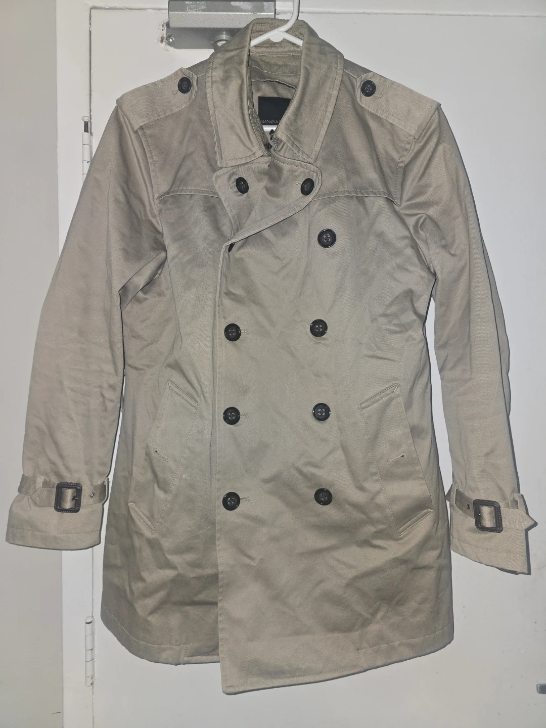 Men's Beige Double-Breasted Trench Coat