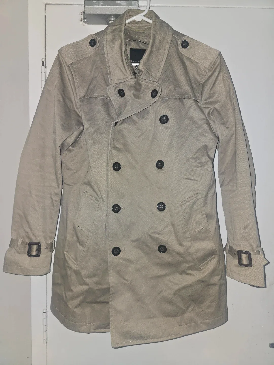 Men's Beige Double-Breasted Trench Coat
