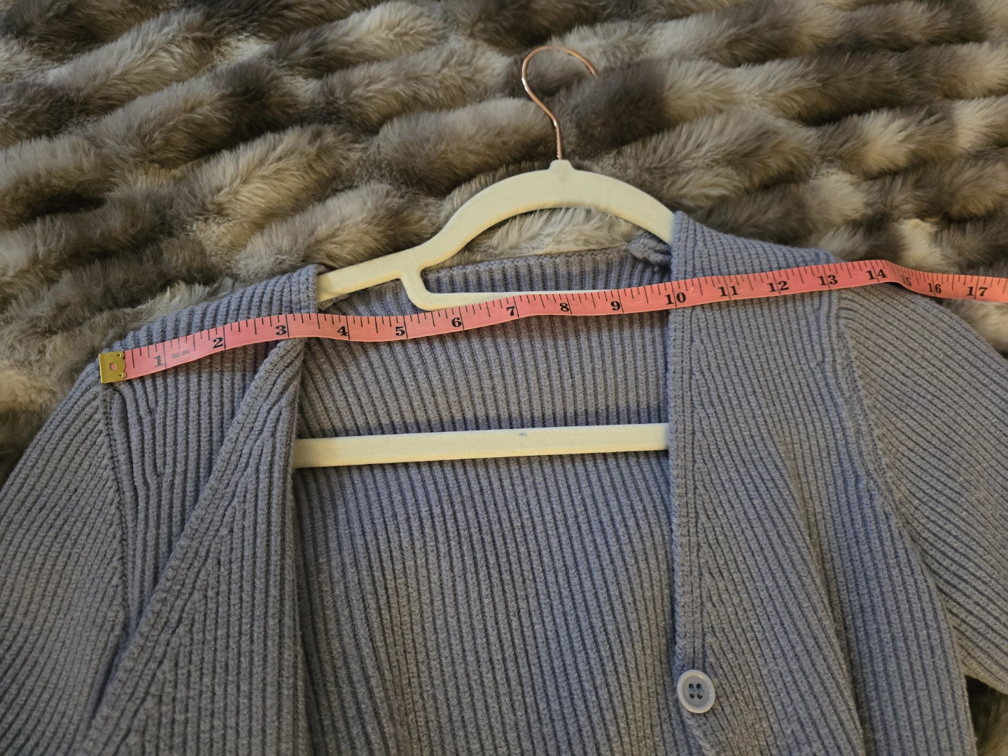 Gray-blue Cropped Cardigan - photo 5