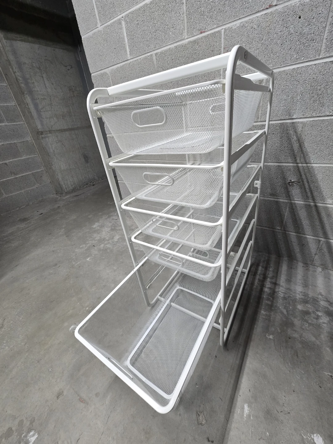 White 5-Tier Mesh Storage Cart - photo 3