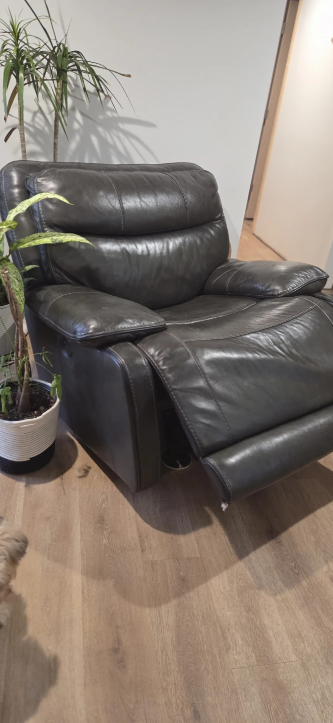 Dark Gray Leather Reclining Loveseat & recliner rocker - photo 4