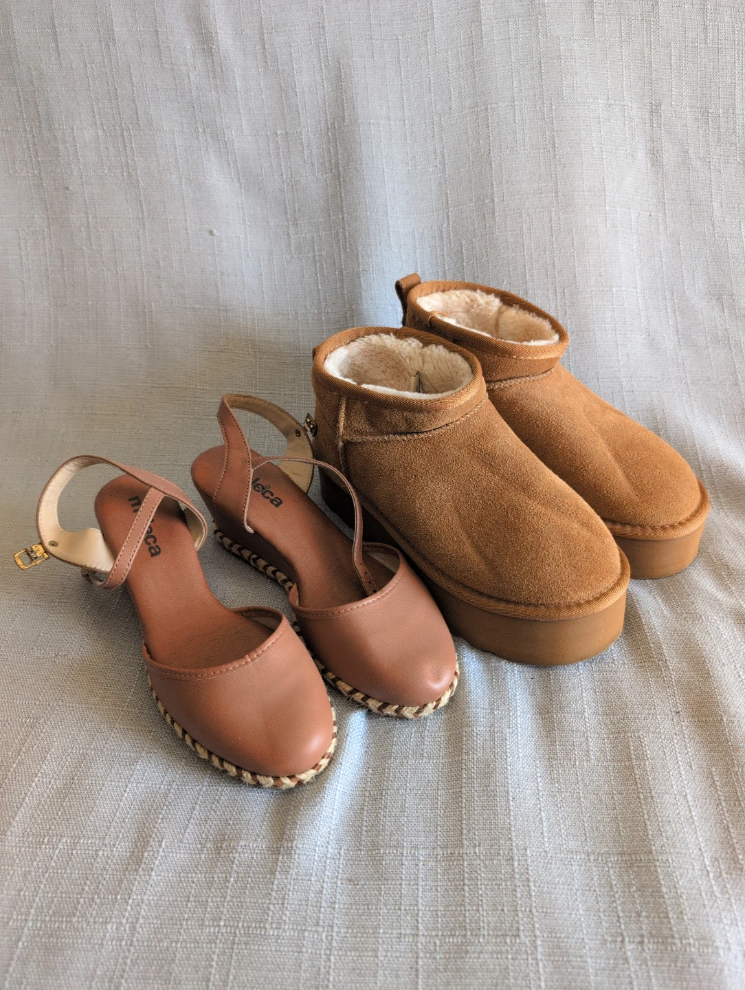 Boots and Brown Sandals