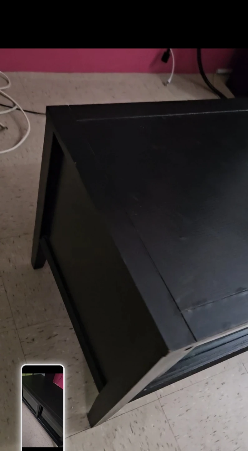 Black Entertainment TV Stand with Glass Sliding Doors - photo 5