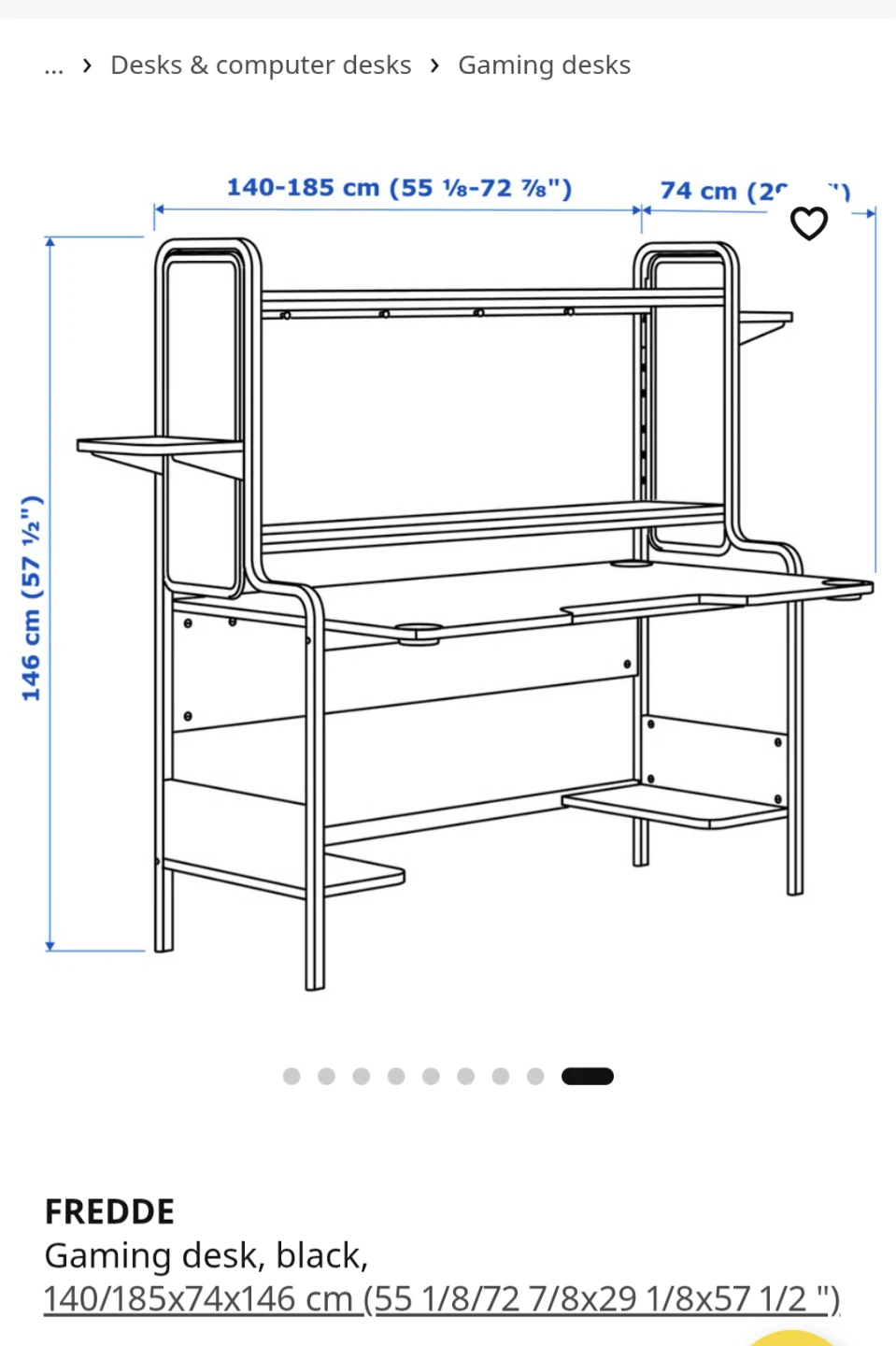 IKEA FREDDE Gaming Desk - photo 2