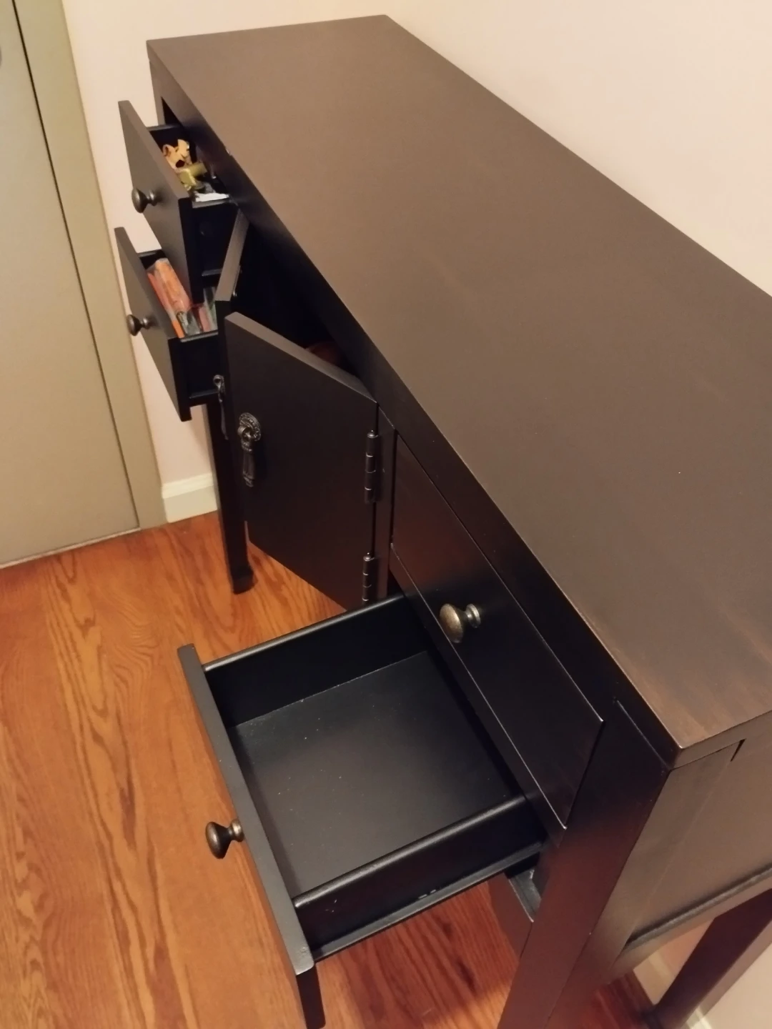 Black Entry Console Table with Drawers and Cabinet - photo 3