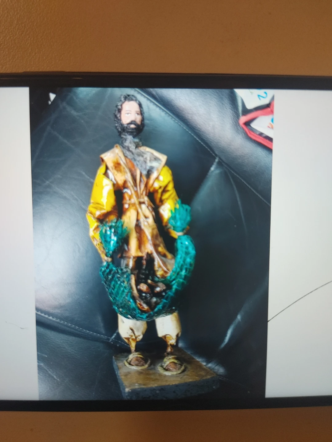 Figurine of a Fisherman with a Net vintage Japanese