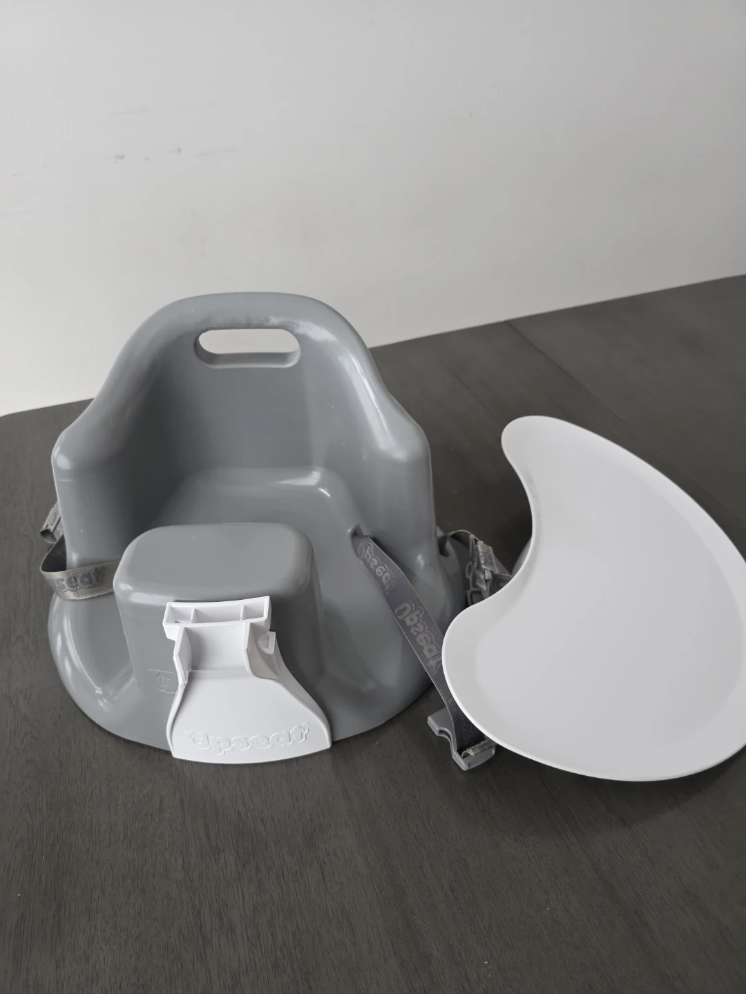 Upseat Baby Floor Seat Booster Chair with Removable Tray - Grey