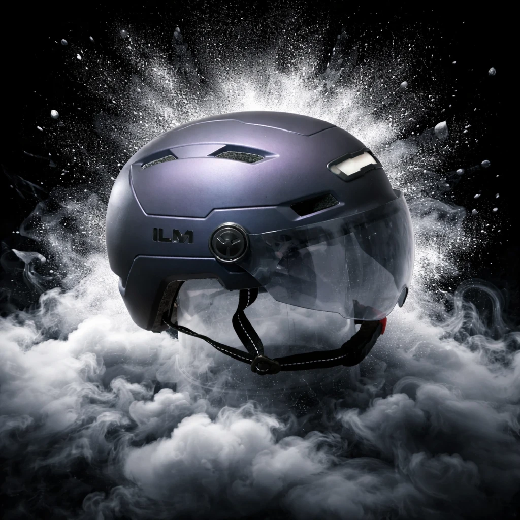 ILM Bicycle Helmet with LED Lights and Visor - Large - photo 3