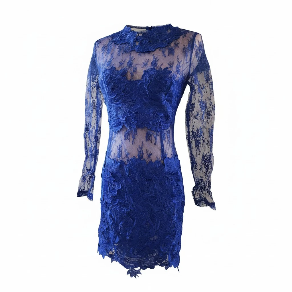 AKIRA CHICAGO BLACK LABEL Blue Lace Dress Size S - photo 2