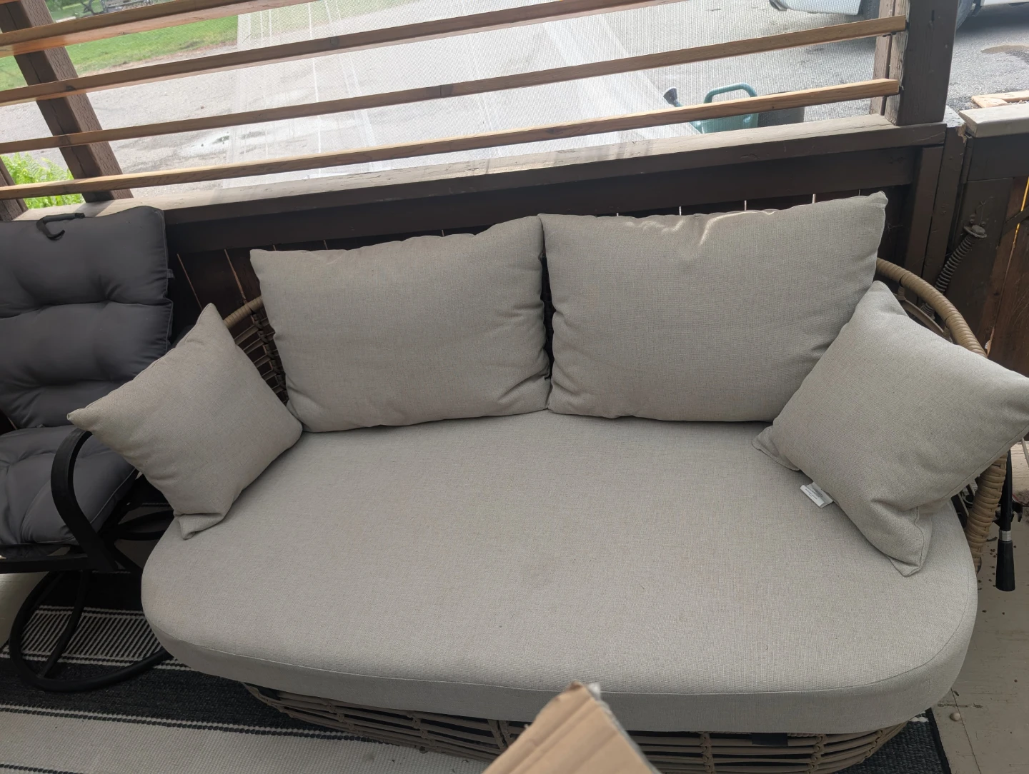 HOMETRENDS Dune 2-Piece Patio Loveseat & Ottoman - Taupe - photo 2