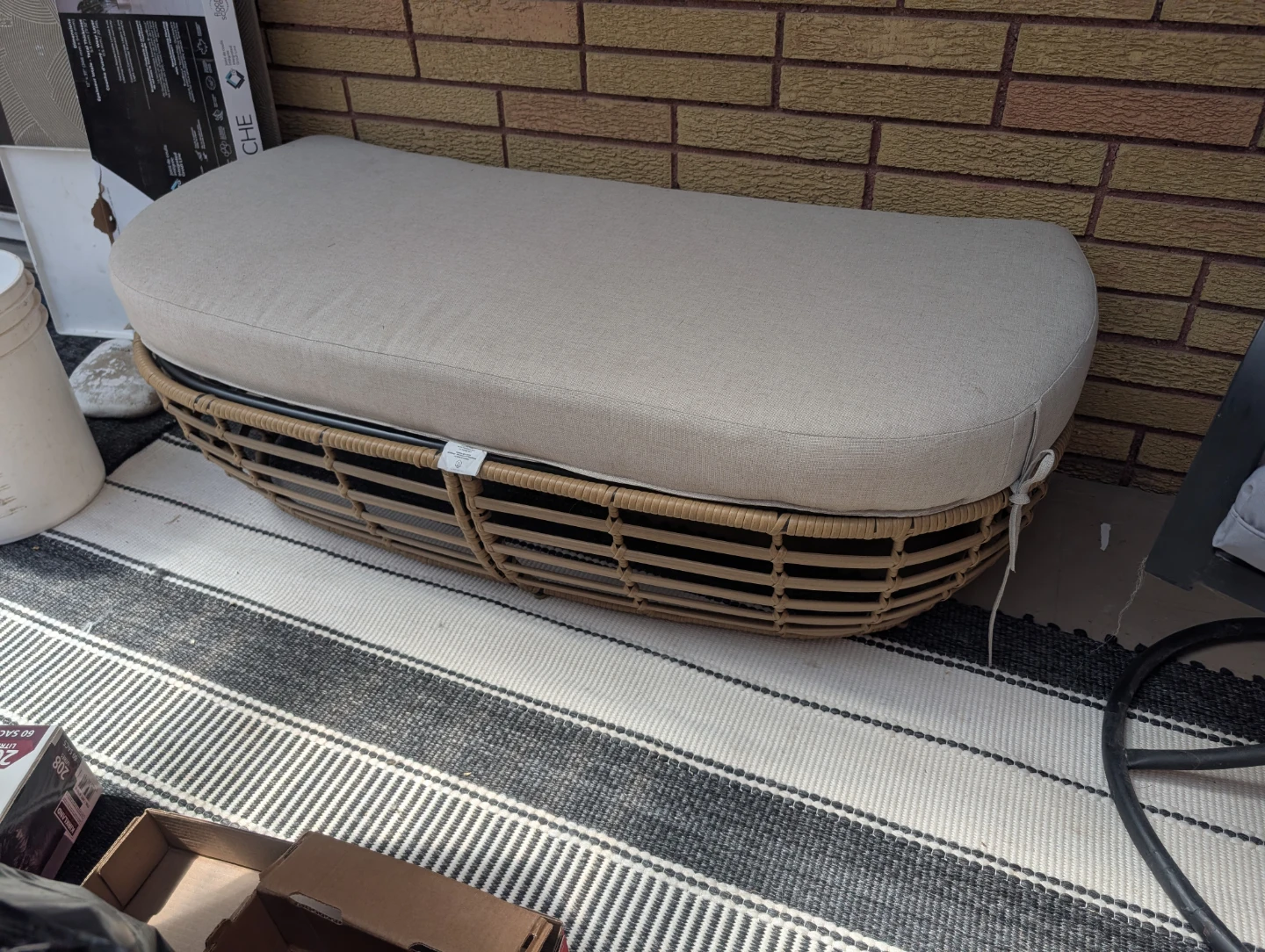 HOMETRENDS Dune 2-Piece Patio Loveseat & Ottoman - Taupe - photo 3
