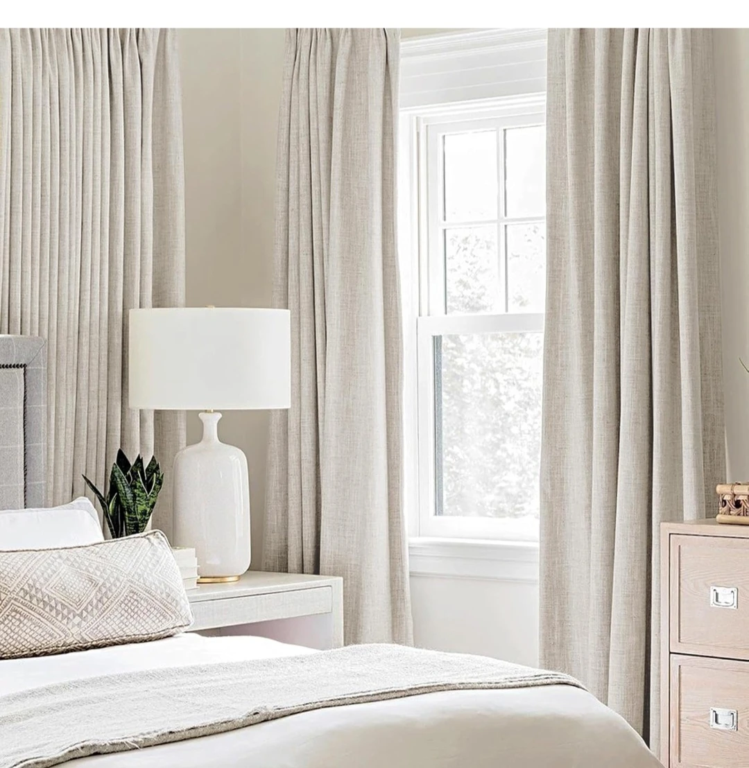 Heavy-duty 100% Blackout Faux Linen Curtains - photo 2