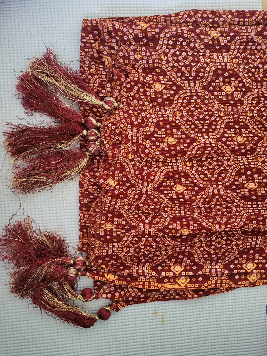 Embroidered Scarf with Tassels