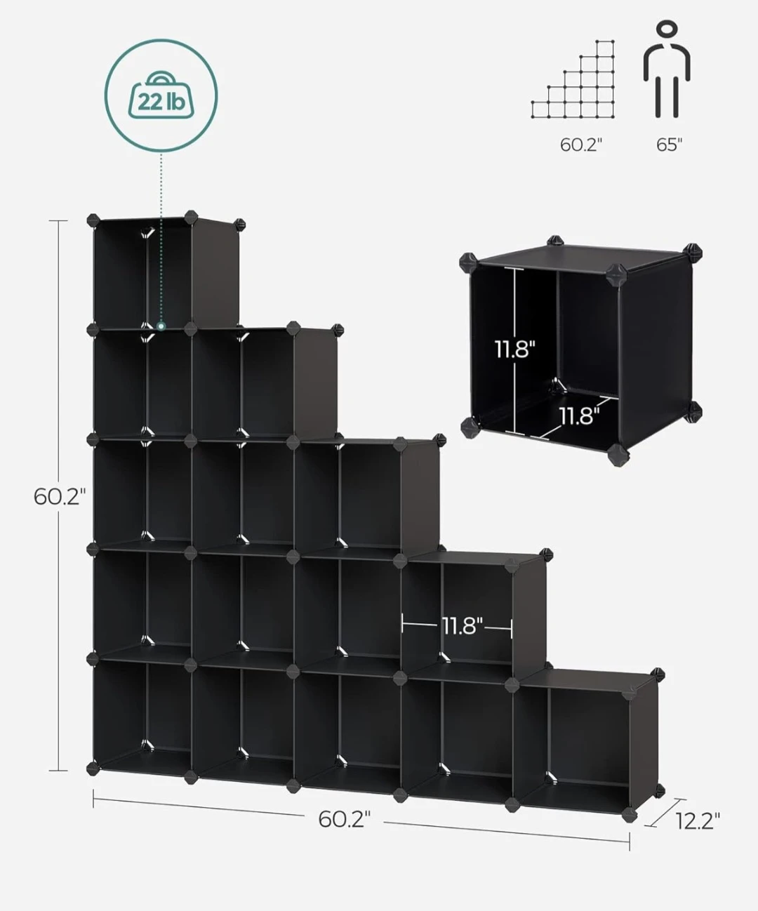 SONGMICS Black Modular Cube Storage Organizer - photo 3