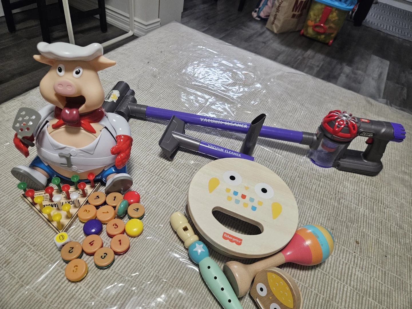 Fisher-Price Wooden Owl Tambourine and Flute Toy Set - photo 2
