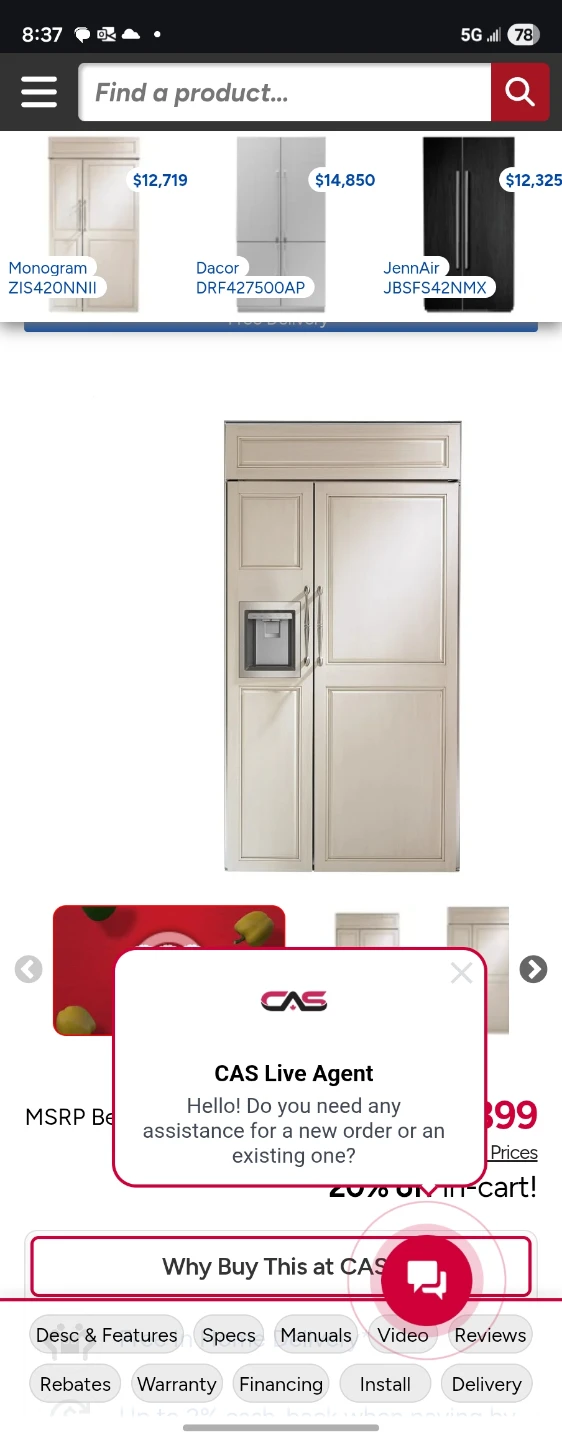 Monogram ZISB420DNII Built-In Refrigerator
