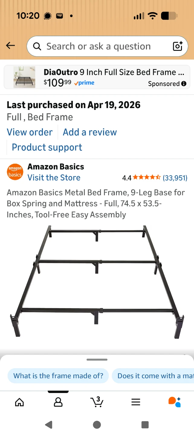 Amazon Basics Metal Bed Frame - Full double
