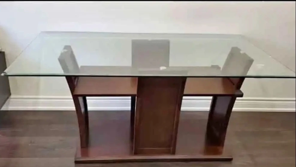 Glass top 6 to 8 chair dinning table - photo 2