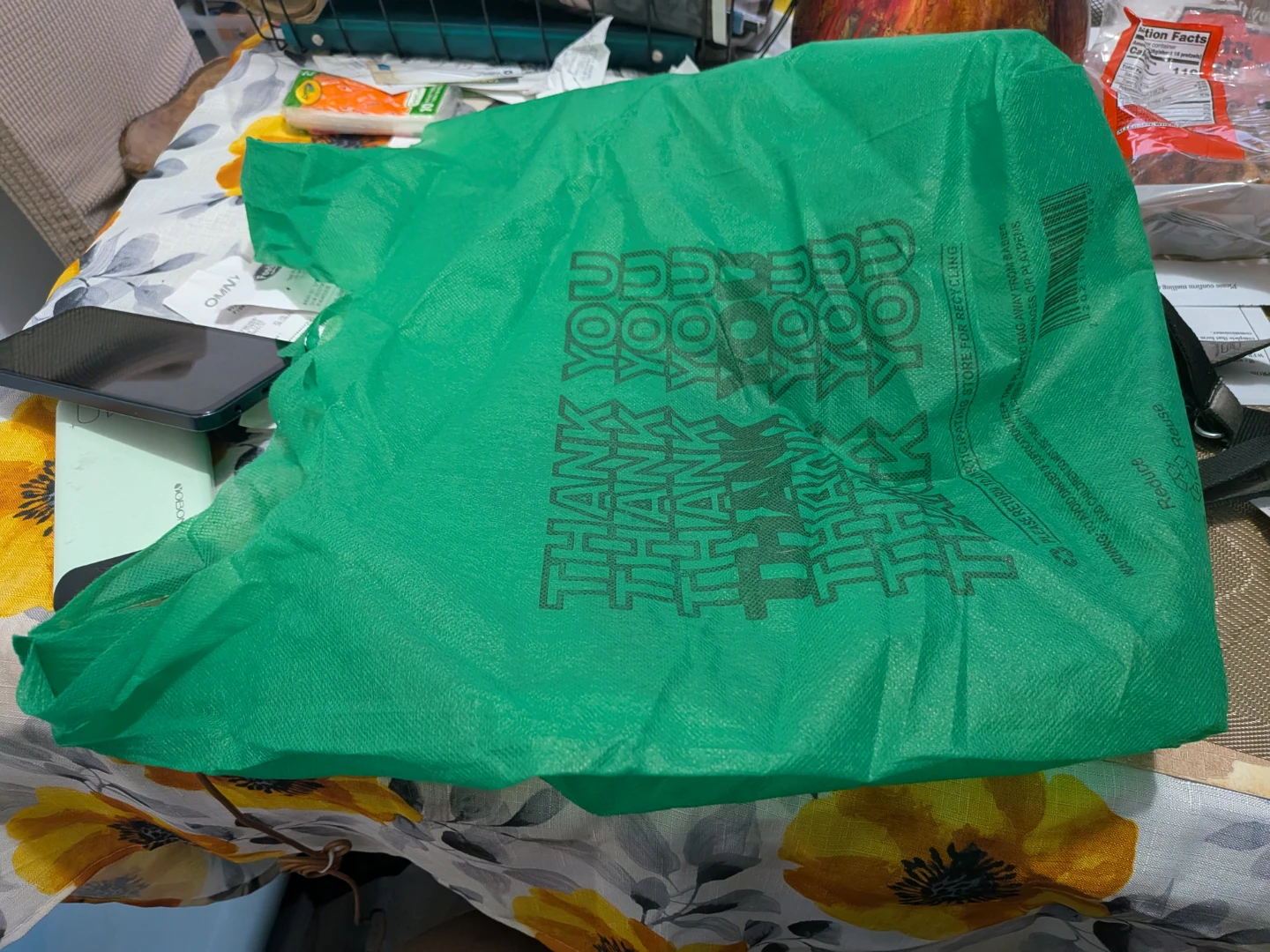 Green "Thank You" Reusable Shopping Bag
