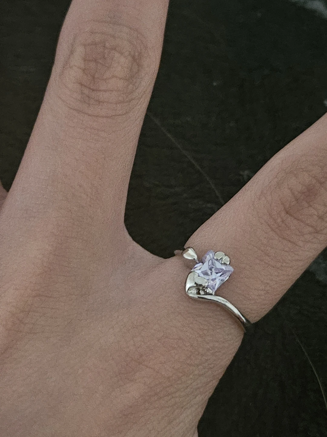 Silver-tone Star Ring with Purple Stone - photo 3