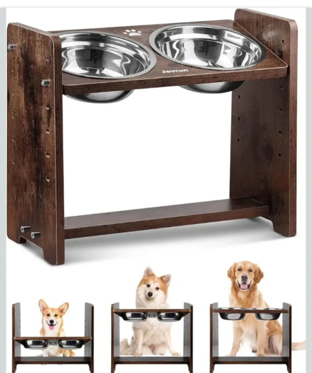 Jovrun Elevated Double Dog Cat Food Water Bowls