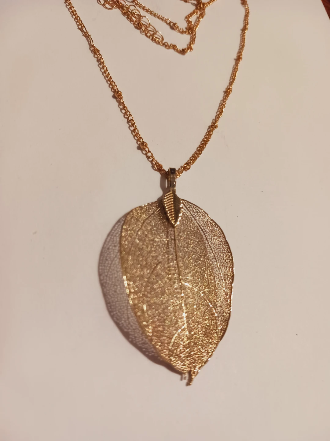 Gold Tone Leaf Pendant with Necklace - photo 5