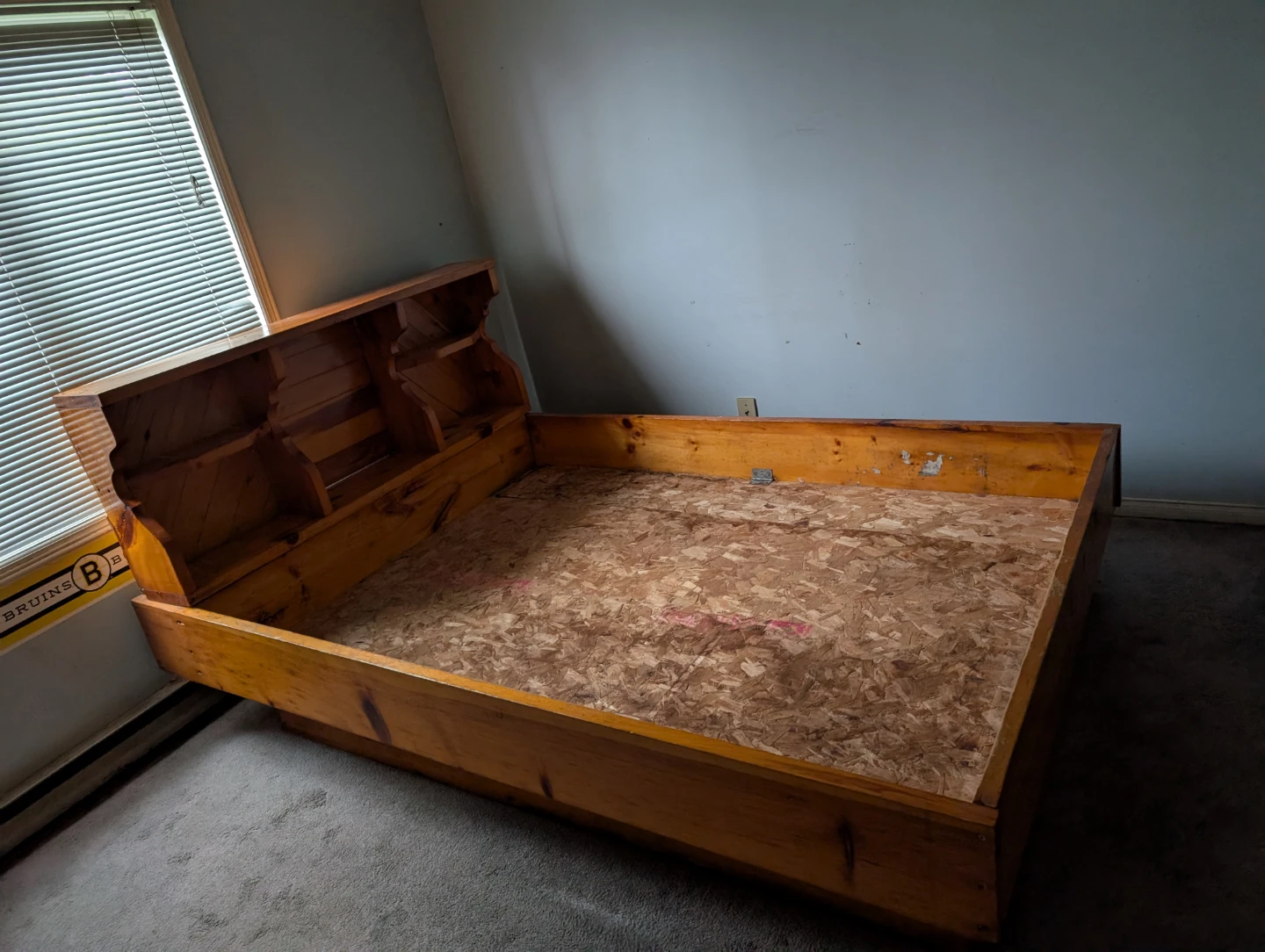 Wooden Platform Bed Frame with Headboard Shelves - photo 3