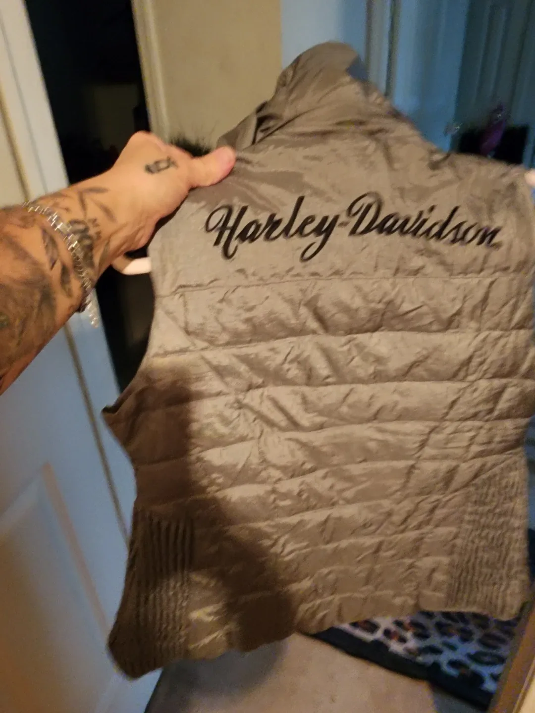Harley-Davidson Puffer Vest with Fur Hood