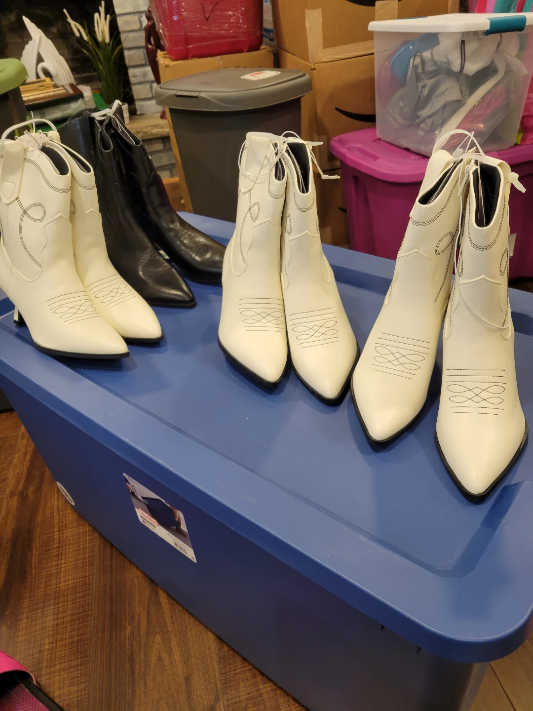 White Western Style Ankle Boots