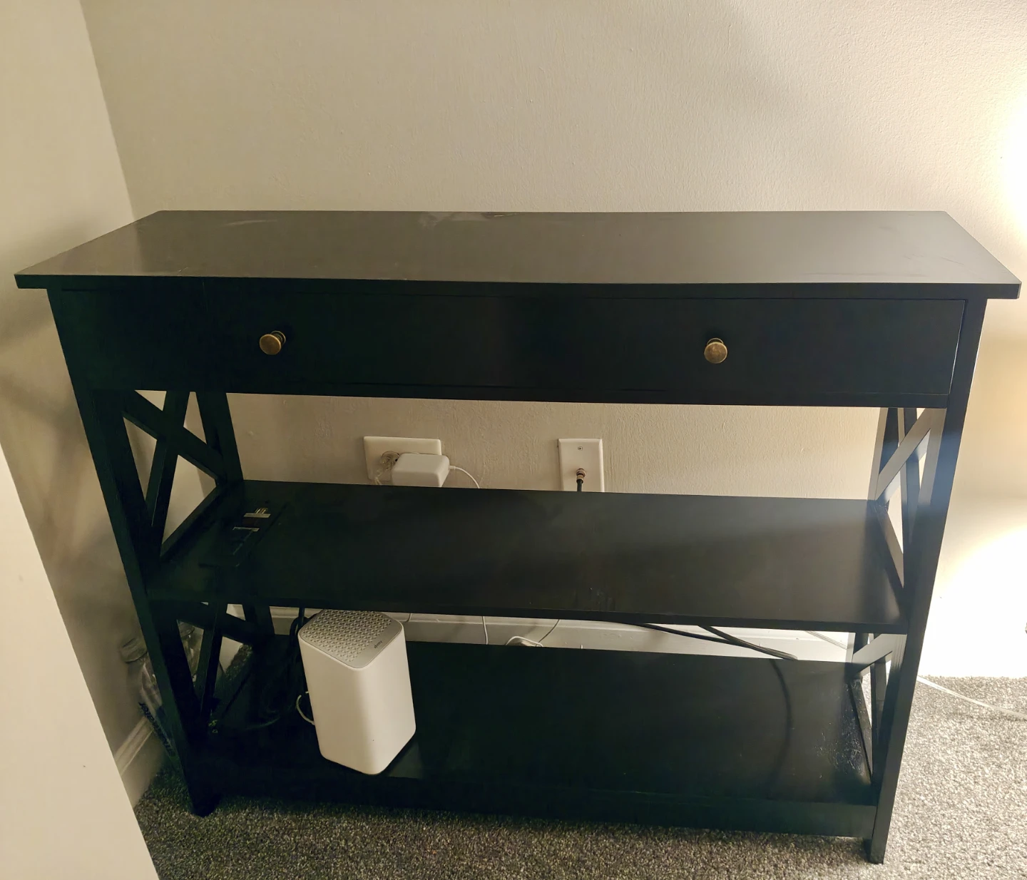 Modern 39.5'' Console Table black open shelves and drawers - photo 2