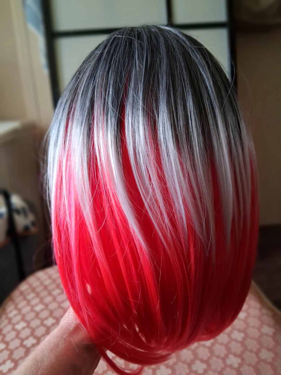 Ombre Bob Wig - Black, silver & Red - photo 4