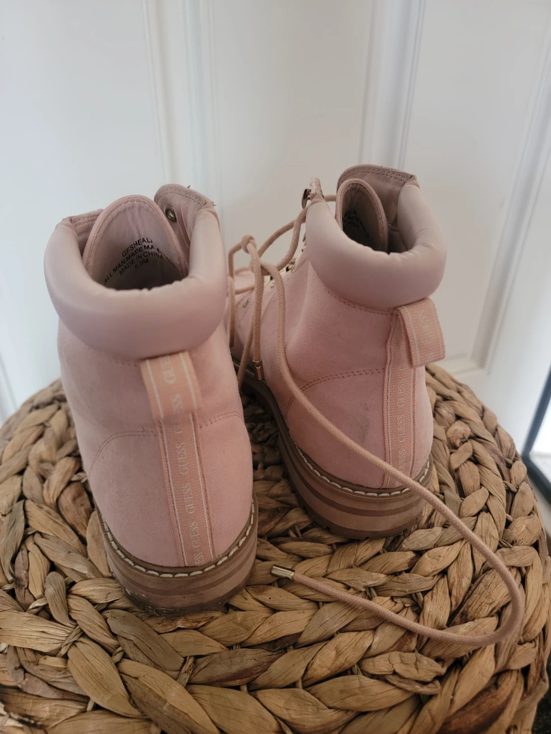 Guess Pink Suede Lace-Up Boots - Size 5.5M - photo 3